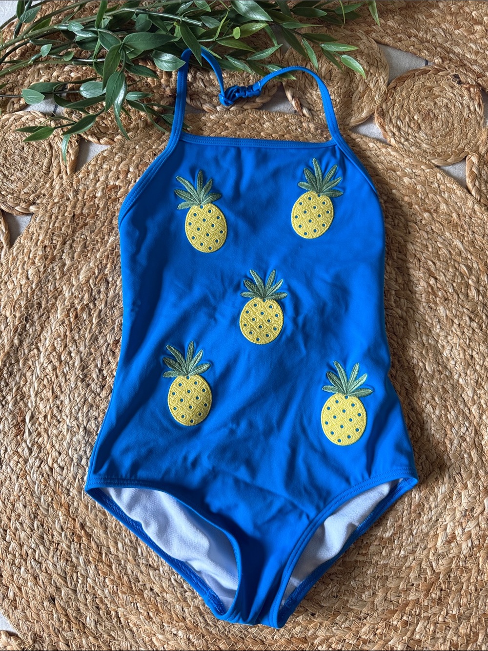 Mini boden Applique Fruit Pineapple SwimSuit. 6-7